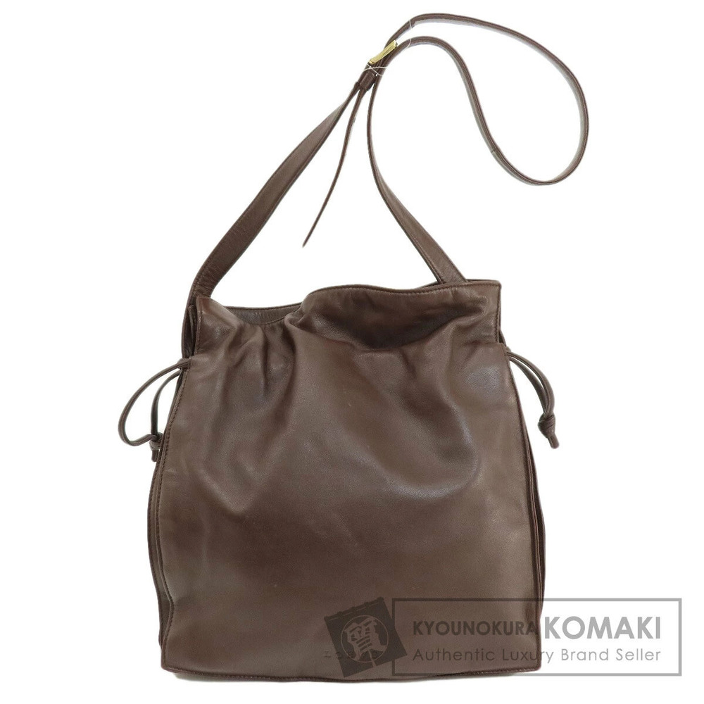 Loewe Logo Shoulder Bag Leather Brown